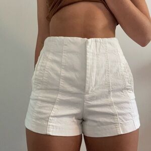ZARA white jean pleated shorts size S
